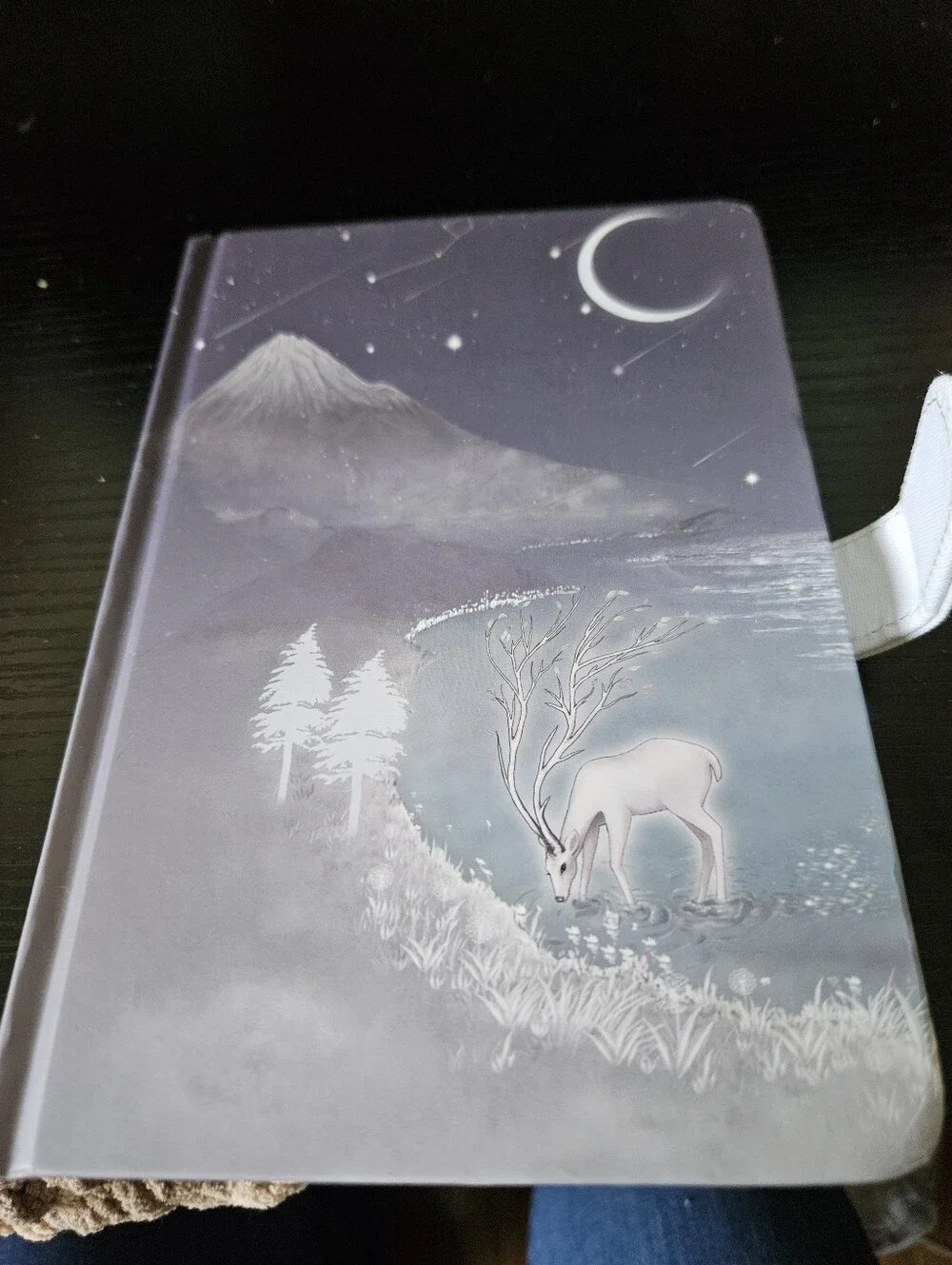 Night Forest Deer Hardcover Journal - White & Gray